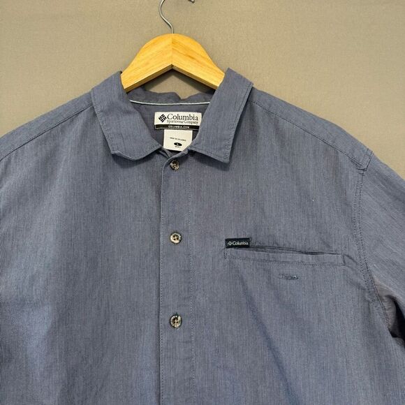 Columbia Grey Button Up Shirt Solid Print Mens Size Large Outdoors - Picture 2 of 11